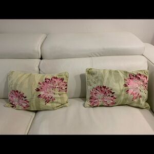 Floral Accent Pillows - Green and Pink